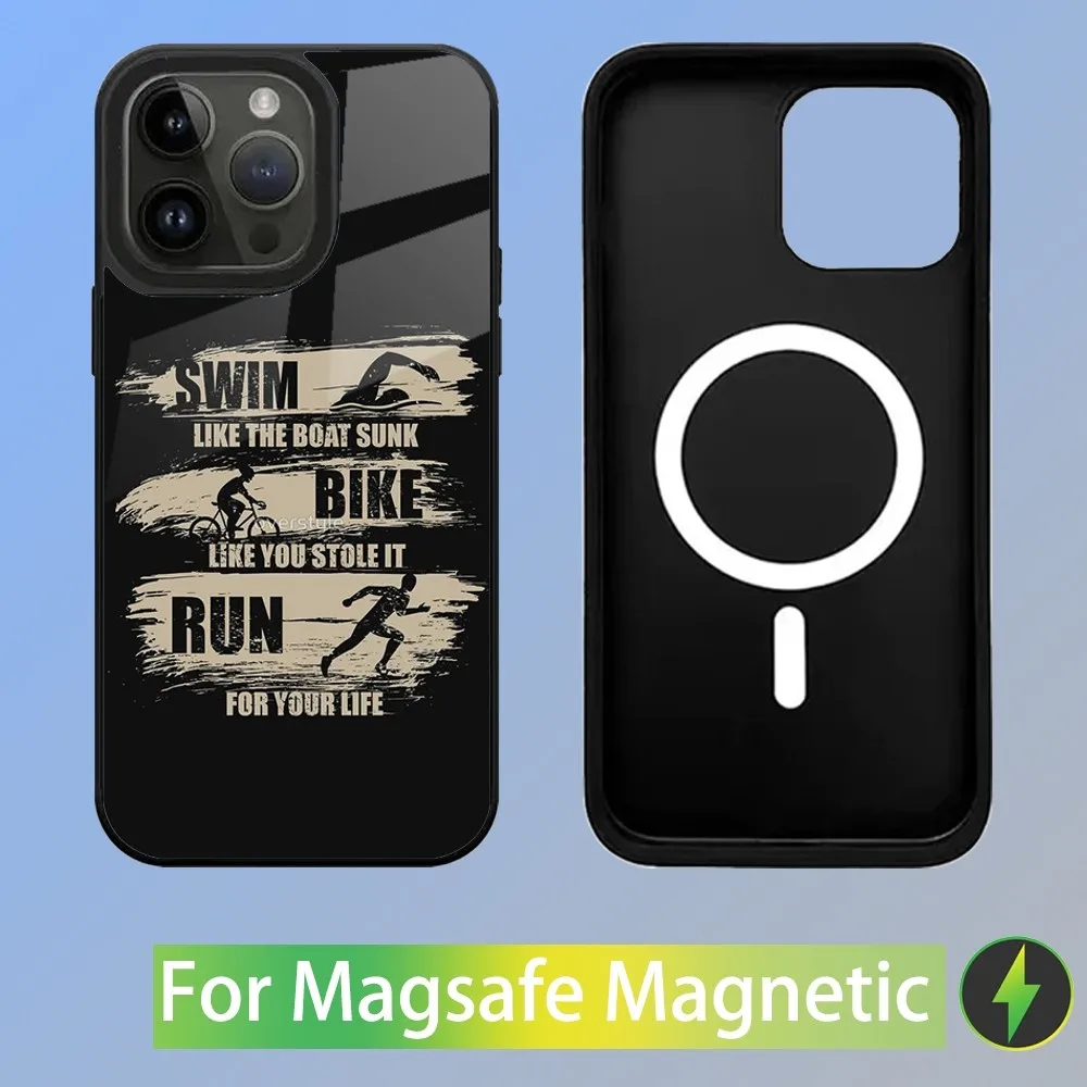 Triathlon Swim Bike Run Tri Life Phone Case with Magnetic Wireless Charging