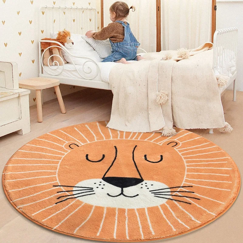 

Nordic Cartoon Round Rug Carpets for Home Living Room Bedroom Kids Room Blanket Plush Floor Mat Decoration Coffee Table Area Rug