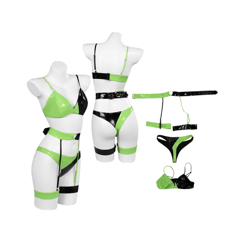 

Женский костюм для косплея Shego, женское нижнее белье, сексуальный топ и шорты, наряды на Хэллоуин, карнавал, вечерние, костюм для ролевых игр