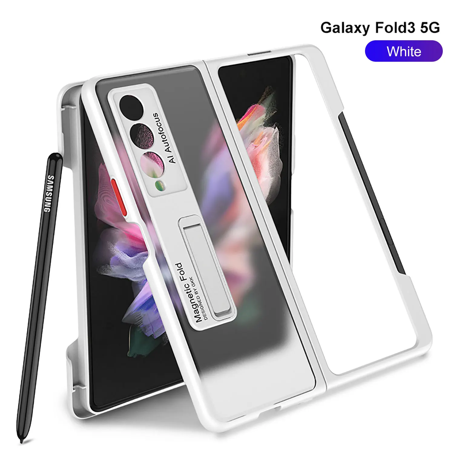 samsung flip cover Translucent Matte Stander Case Cover For Samsung Galaxy Z Fold 3 5G Ultra-thin TPU Frame Hard Back Phone Case For Galaxy Z Fold3 waterproof cell phone pouch Cases & Covers