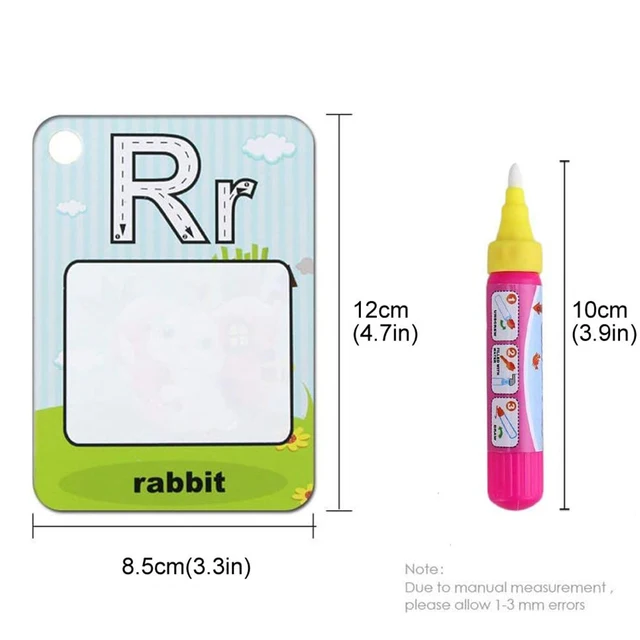 Montessori Toy Alphabet Water Coloring Cards Water Drawing Card with Magic Pen Aqua Painting Doddle Flashcards Educational Toys 6