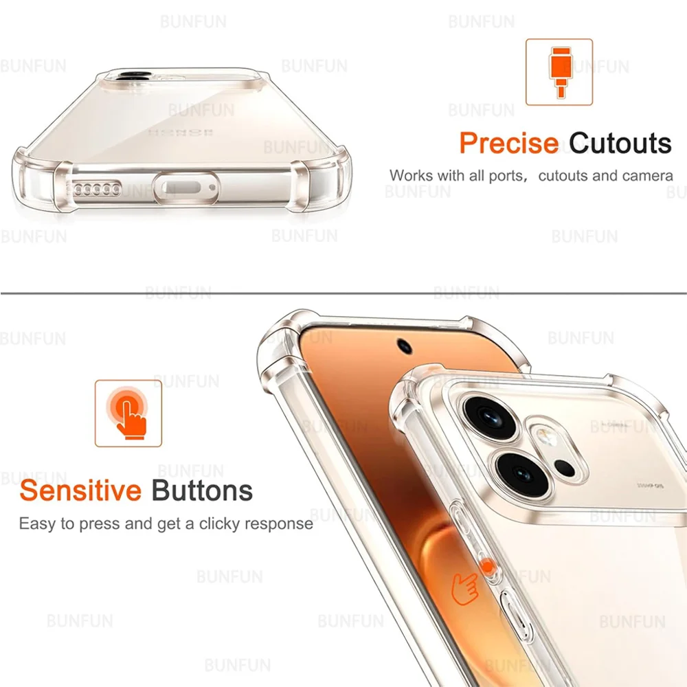 For Honor 600 Pro 5G Slim Anti-Shock Soft Case - Clear Crystal, Anti-Yellowing Protection  Capa