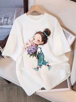 Women's T-shirt WithFunny Sunflower Illustration Casual Loose T Shirt Streetwear Daily Wear Oversized Breathable Summer Top 1
