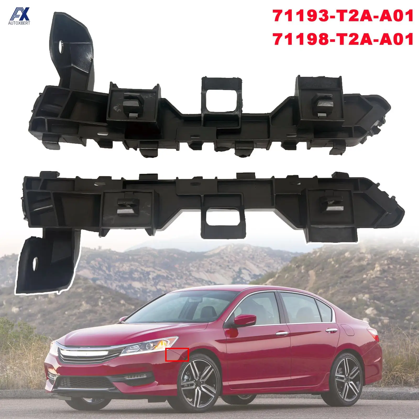 

For Honda Accord 2013-2017 Car Front Bumper Retainer Brackets Spacer Left Right Pair Side Beam Mount Support 71193 71198-T2A-A01