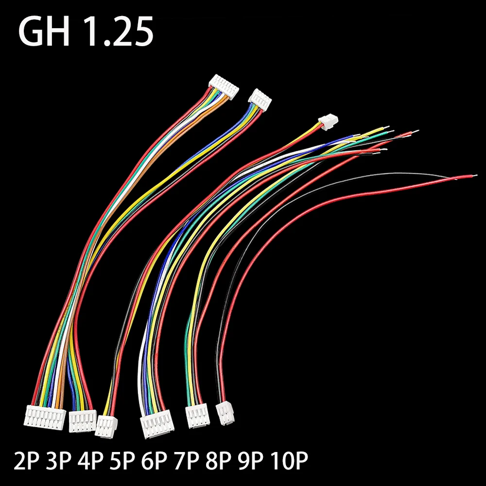 

10Pcs Micro JST GH 1.25 2P 3P 4P 5P 6P 7P 8P 9P 10Pin Male Plug Single/Double Connector With Wire Cable 150mm 28AWG
