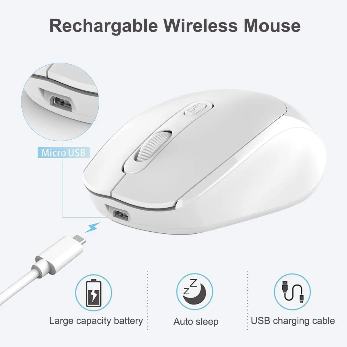 Wireless Mouse Rechargeable 2.4G Bluetooth Ergonomic Optical PC Laptop Cordless Mice for Windows Computer Office_voghion.com