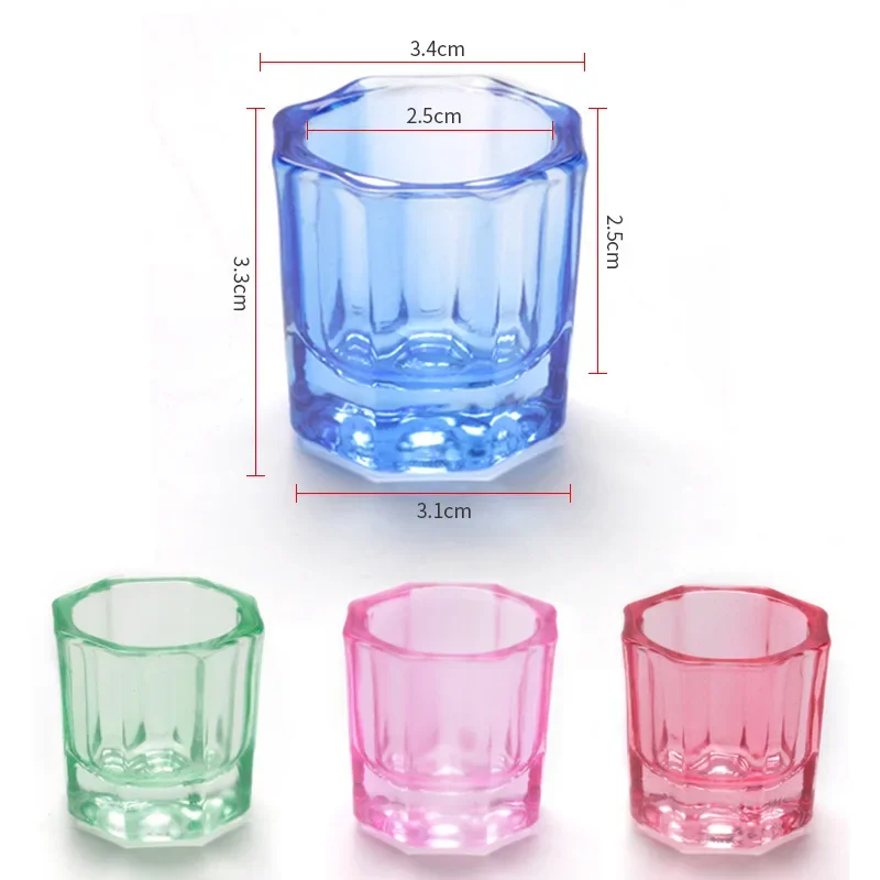 Crystal Glass Acrylic Powder Liquid Nail Cup Dish Lid Bowl Cup Holder Equipment Manicure Tools Nail Art Jewelry Storage Cup