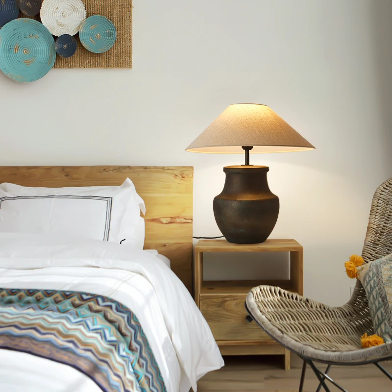 

Современный керамический декор для помещений E27, Frabric, кофейный бар, домашний отель, Франция, деревенский стиль, традиционная настольная лампа Wabi Sabi