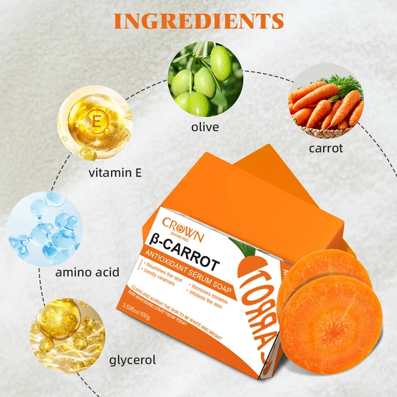 Carrot Soap for Skin Cleaning Stains Skin Soap Bar with Vitamin E for Body and Face Use Facial Cleanser Unisex Valentine's Day 3