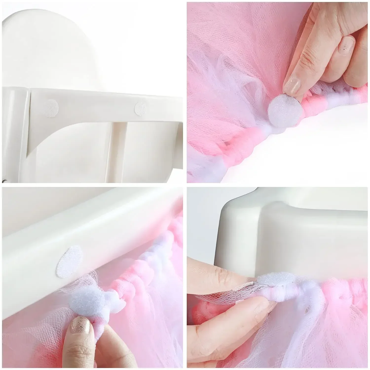 High Chair Tutu Skirt Wedding Event Desk Cover Tulle Chair Skirt Party Supplies for Christmas Halloween Birthday Decoration