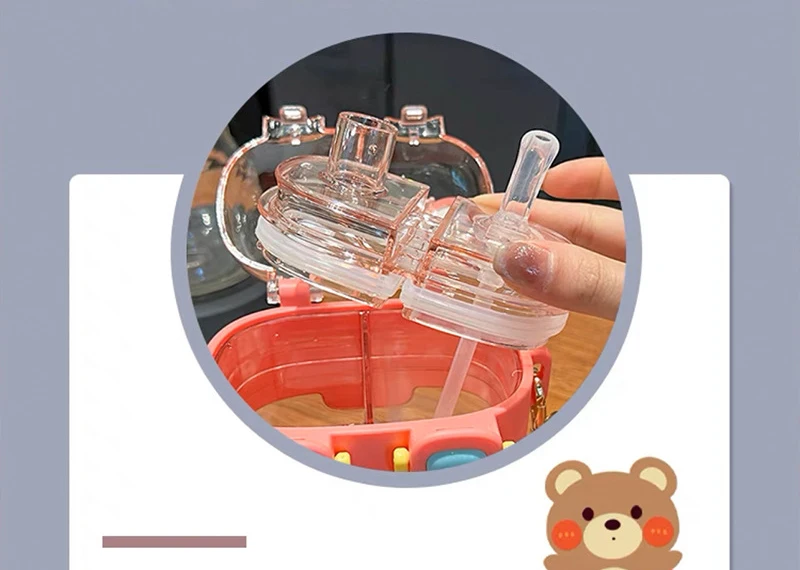 Doll Magic Double Fight Cup With Straw One-Click Press Ptcg Material Safe To Drink Cute Style - 500Ml