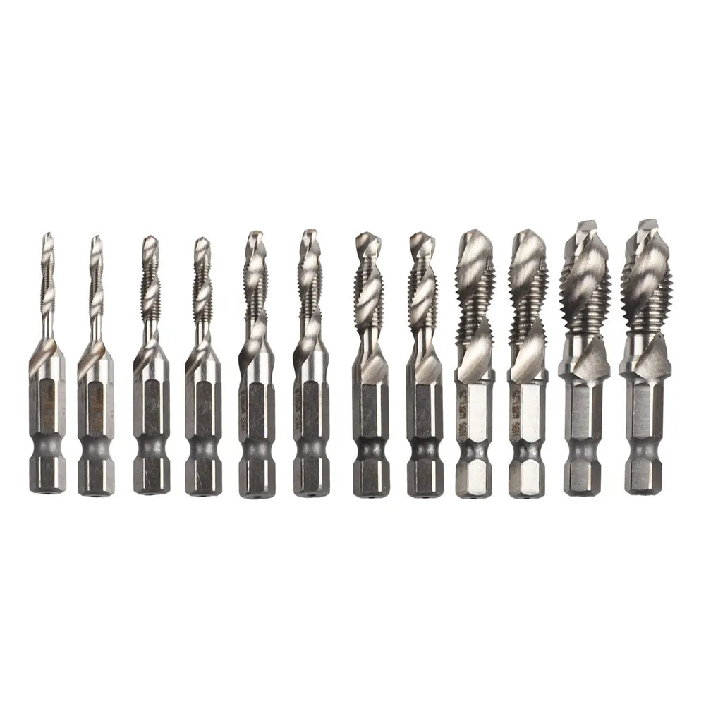 

Multiple Size Options Compatibility Hex Shank Tap Set for M3 M10 Threads Suitable for Various Materials 12pcs Taps