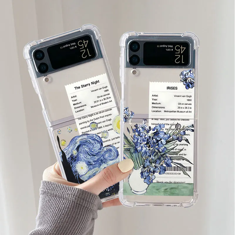 Custodia Per Samsung Galaxy Z Flip5 Z Flip 3 5G Zflip3 Zflip Z Flip 4 Clear Soft Air Cover Van Gogh Girasoli The Starry Night Art