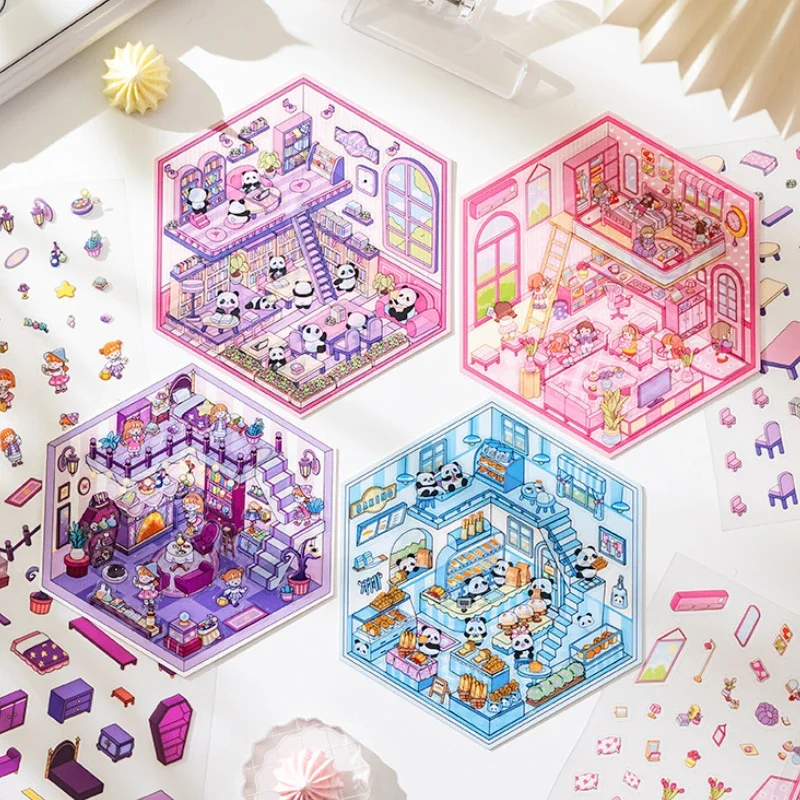 3D  Landscaping Sticker Cross-border DIY Girl Heart Hand Account Collage Cute Cartoon Miniature Hand Account Sticker