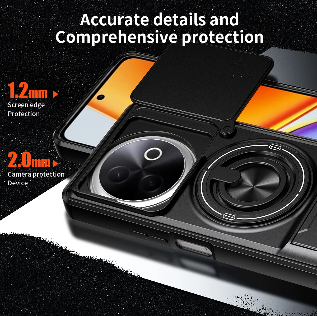 Armored Hard Shell Phone Case with 360° Rotating Magnetic Ring Holder