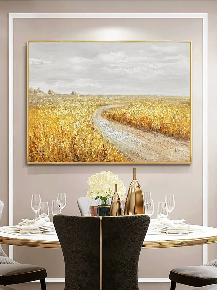 

Handpainted Textured Abstract Landscape Oil Painting Golden Field Painting On Canvas Wall Art for Living Room Dinning Room Decor