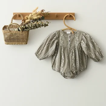 Baby Girl Lace Floral Romper Outfit 1
