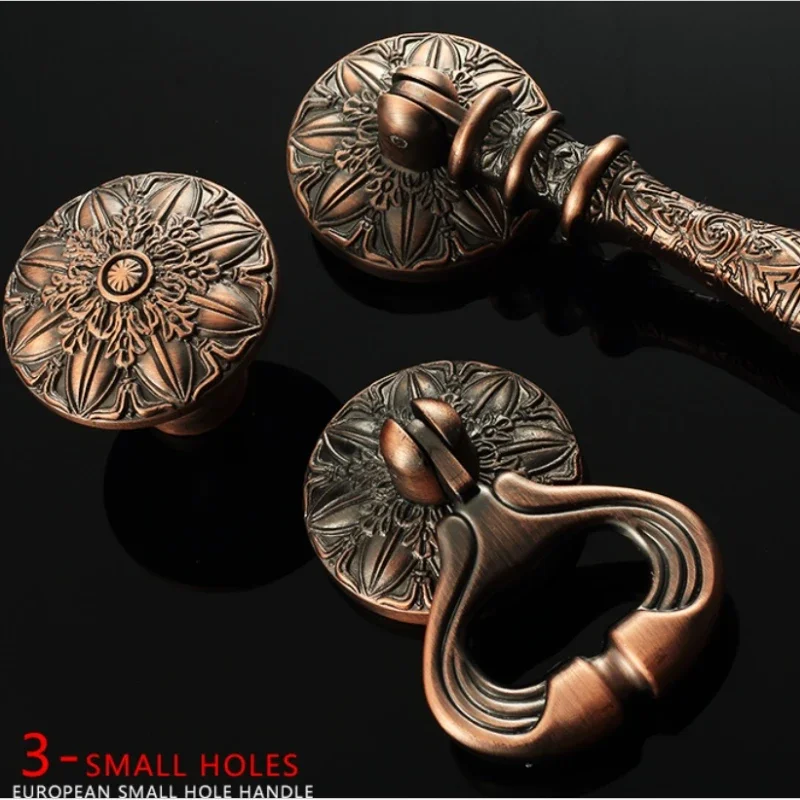 1PCS Retro Solid Antique European Furniture Pulls Handles Drawer Knobs Cupboard Wardrobe Kitchen TV Wine Cabinet Pulls Knobs