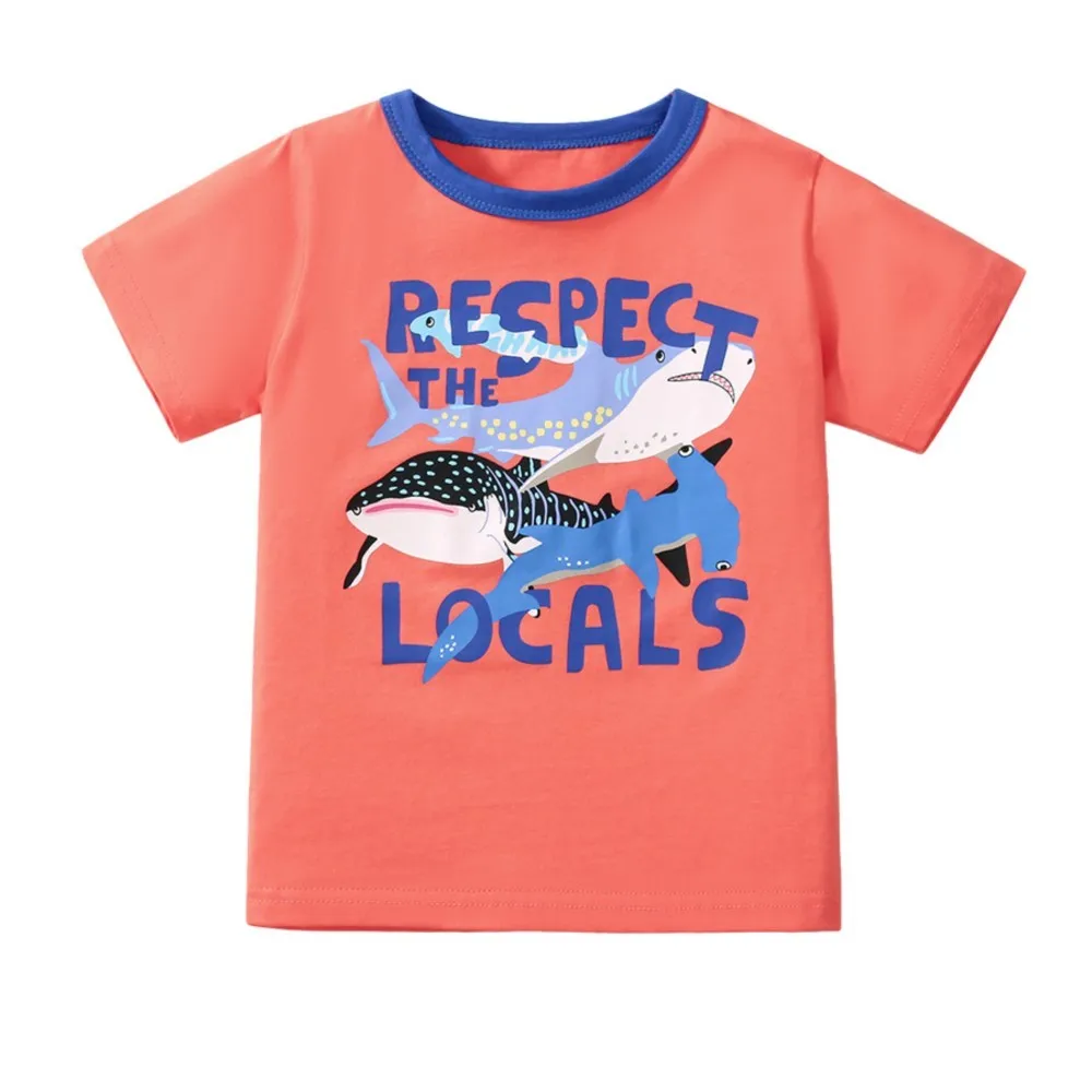 Animal Kids Clothes 2025 New Summer Baby Boys Children's Clothes Children's Clothing Cartoon Tiger T-shirts
