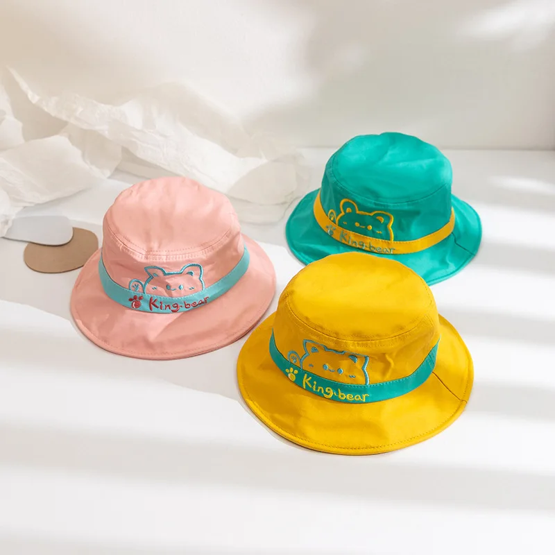 Cute Kids Hat Lovely Cartoon Bear Bucket Hat for Children Boy Girl Spring  Autumn Korean Fashion Embroidery Sun Hat 2-4T Baby - AliExpress