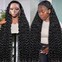 Deep Wave 13x6 Hd Lace Front Human Hair Wig 40 Inch 200 Density Water Wave 13x4 Frontal Wig Hd Lace Women Curly Wigs Human Hair 2