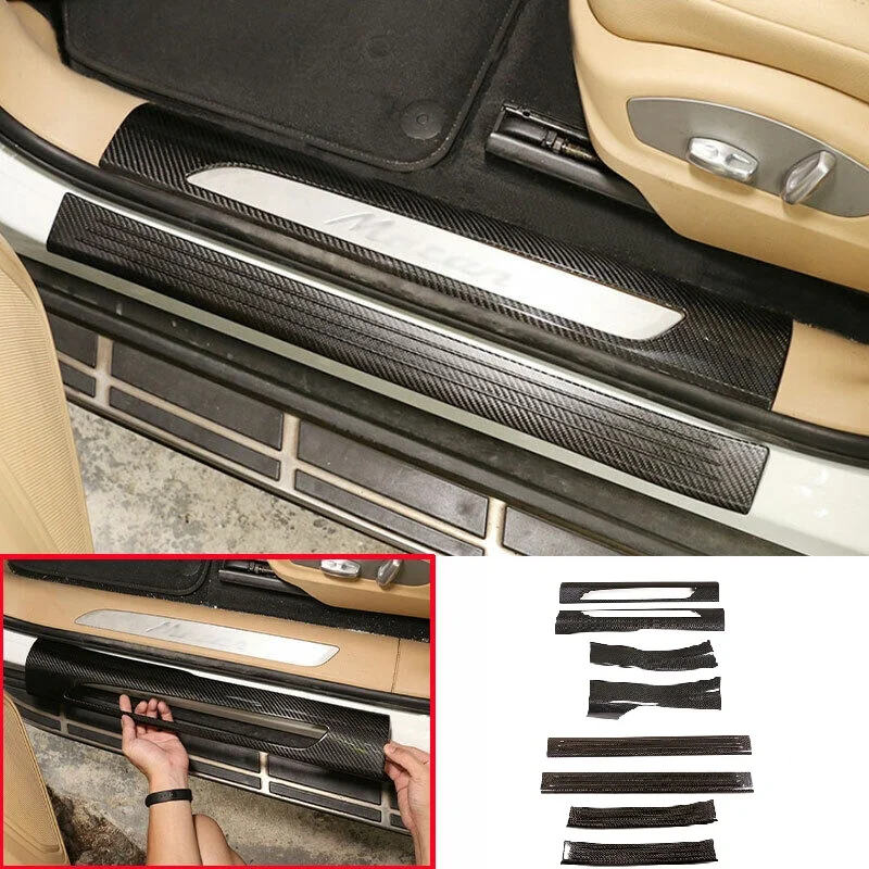 

Real Carbon Fiber Door Sill Welcome Pedal Scuff Plate Cover Trim Fit For Porsche MACAN 2014-2021