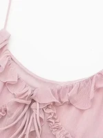 Women Fashion With Ruffled Front Tied Semi-sheer Tank Tops Sexy Backless Thin Straps Female Camis Mujer - Image 5