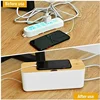 Wire Storage Box Power Plug Board Wire Boxes Socket Data Cable Junction Box Plastic Storage Box with Bamboo 5