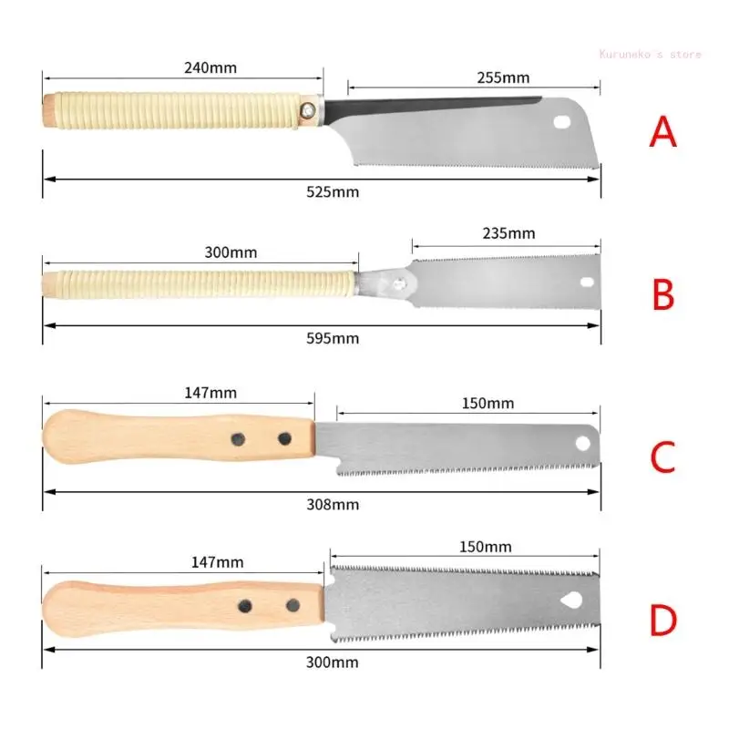 Japanese Hand Double Edged Sided SK5 Flexible Flush Cutter Handle Wooden 6