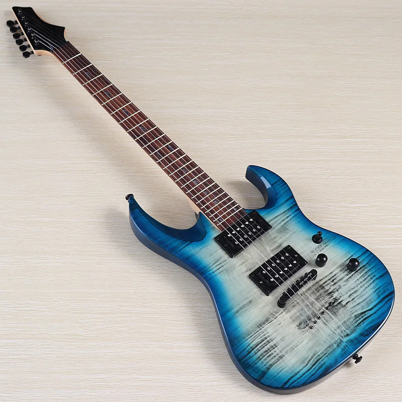 

6-струнная электрическая гитара Flame Maple Top, 39 дюймов, корпус из массива липы, гриф из Канады и клена с корейским звукоснимателем