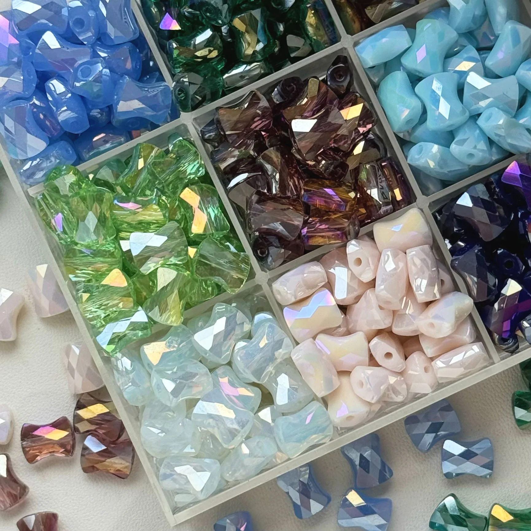 30개 8x10mm 각진 크리스탈 유리 구슬 AB 컬러 슬럽 형태 DIY 보석 제작..