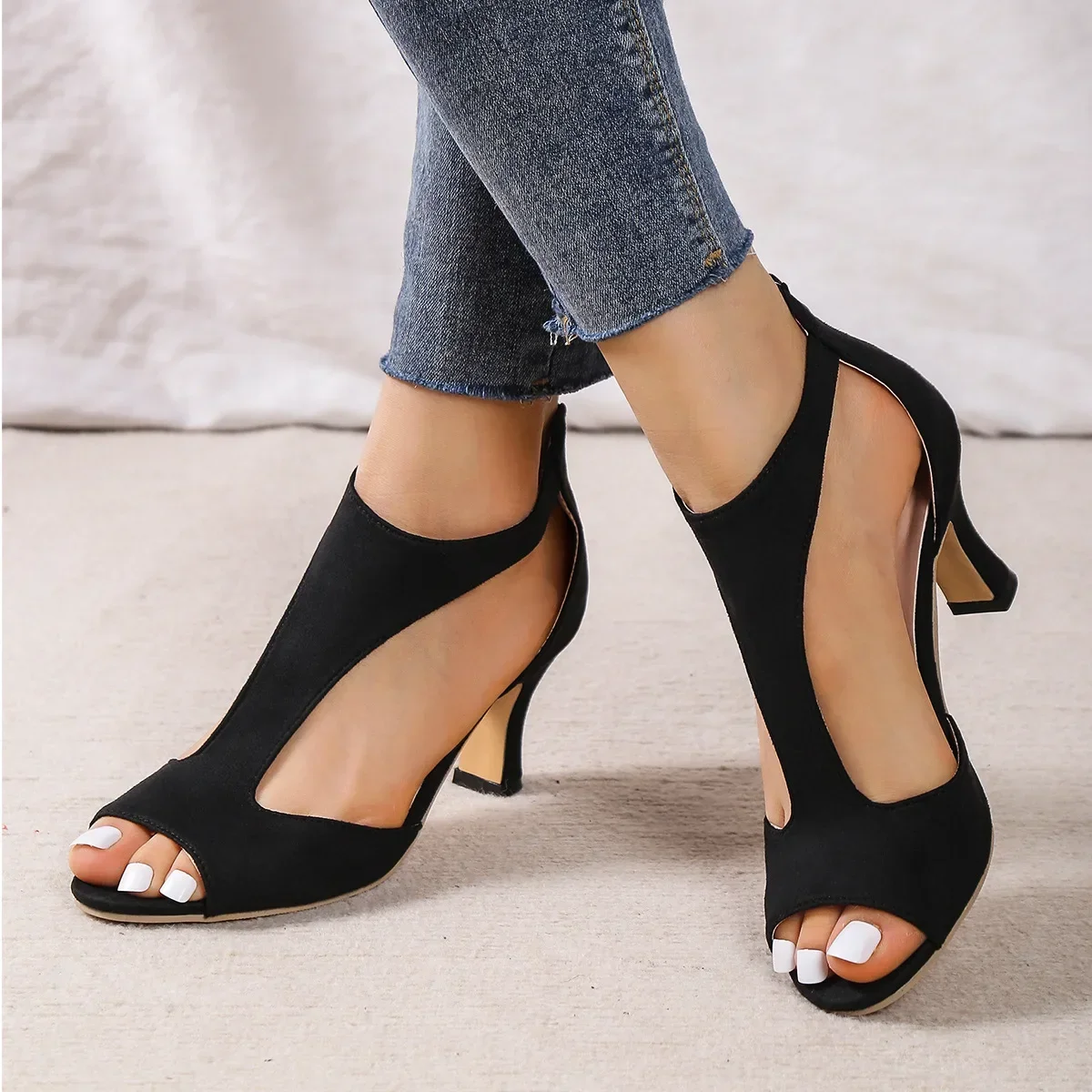 Rubber Sole Latin Dance Shoes for Women High Heel 6cm Party Ballroom Hard Sole Sexy Sandals Summer Jazz Modern Dance Shoes