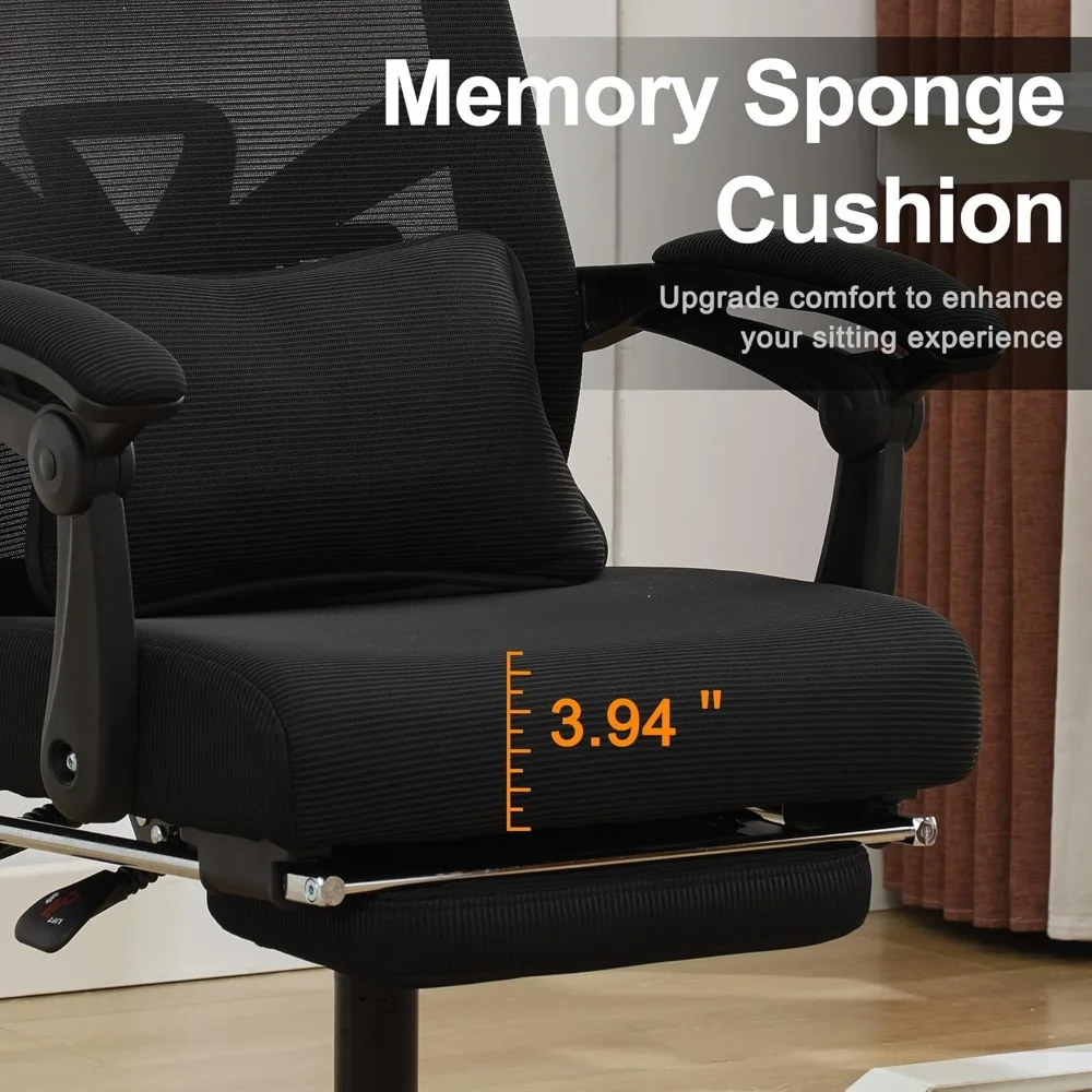 Ergonomic Office Chair Footrest Home Office Desk Chair with Headrest and Backrest 90 135 Adjustable Mesh Computer Desk Chair 3