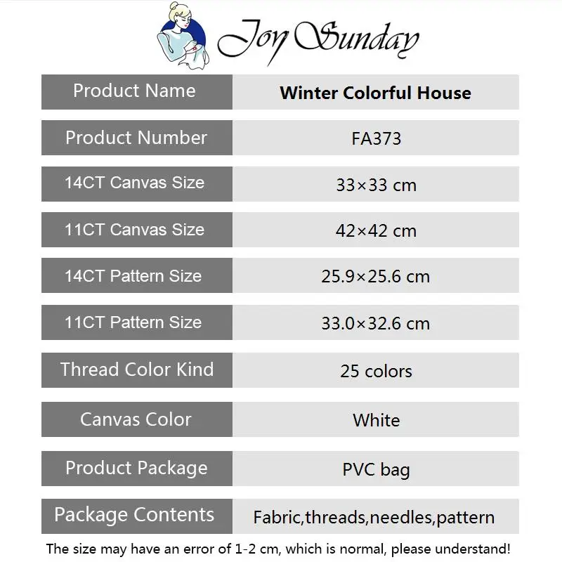 Cross Stitch Kit Joy Sunday Cross Stitch Winter Colorful House Needlework Sets Cotton Canvas Home Decoration 14CT 11CT DIY Embroidery Scenery Kit