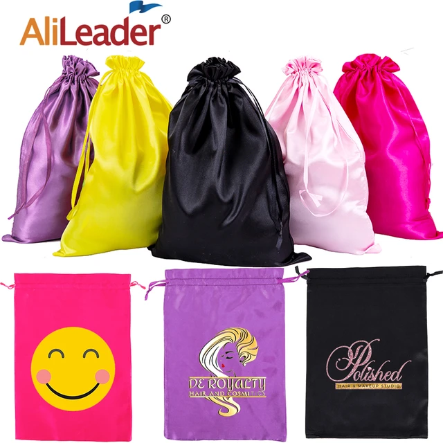 Custom Satin Drawstring Bags  Silk Bags Packaging Wigs - Jewelry Packaging  & Display - Aliexpress