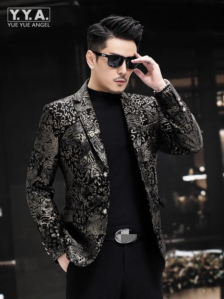 

Luxury Printed Business Casual Mens Genuine Leather Suit Jacket Slim Fit Autumn Fashion Sheepskin Blazer Coat Top Size 5XL 6XL