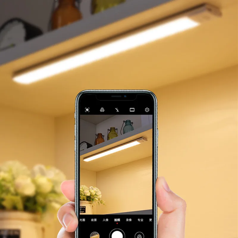 

Wireless Night Light LED Light Motion Sensor Ultra-thin Induction Lamp Tricolor Dimming USB Rechargeable Under Cabinet Lights