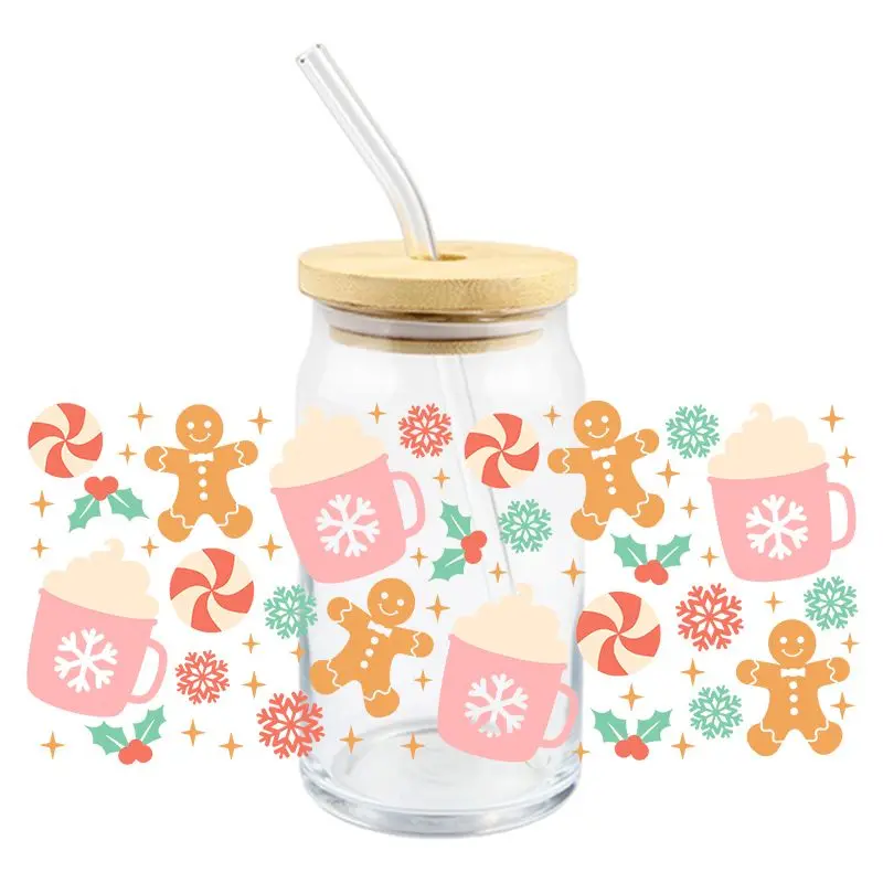 Vasos Plastico Navidad Pegatinas De Transferencia UV DTF TQEHS Navidad Para Vasos De Vidrio 16 Vasos Navidad