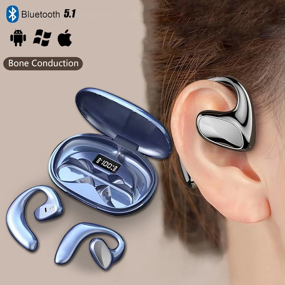 MZYMI-S900 Bone Condução Fone de ouvido sem fio, ouvido aberto, Bluetooth Sport Ear Hook, 9D HIFI fone de ouvido estéreo, microfone embutido