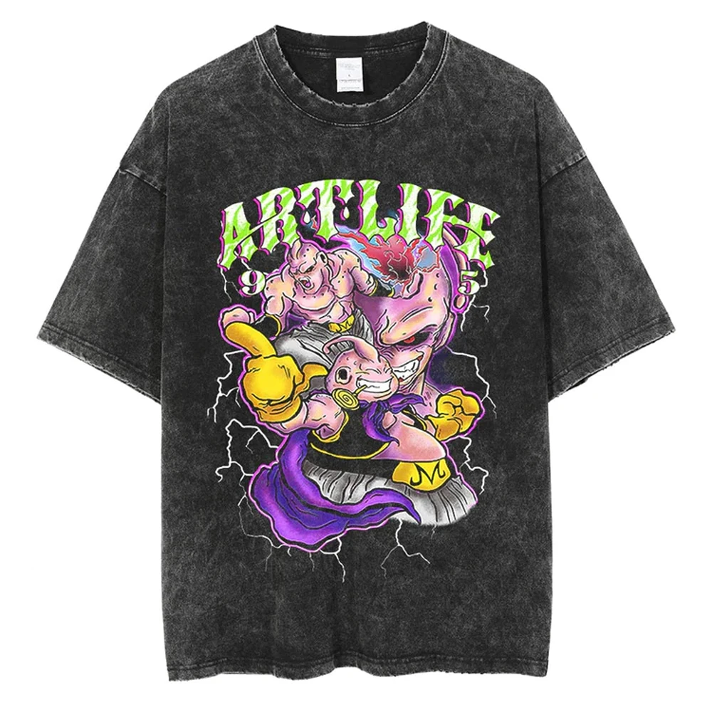 

Summer Fashion Men TShirt Harajuku Anime Dragon Ball Print Vintage T-Shirt Cotton Short Sleeve Black Washed Tops Tees Clothing