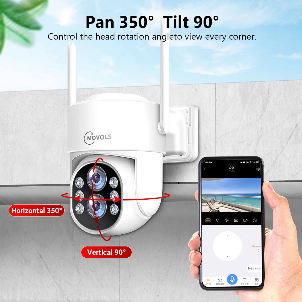 Movols 3MP Wireless Security Camera System 10X Optical Zoom Two Way Audio WIFI P