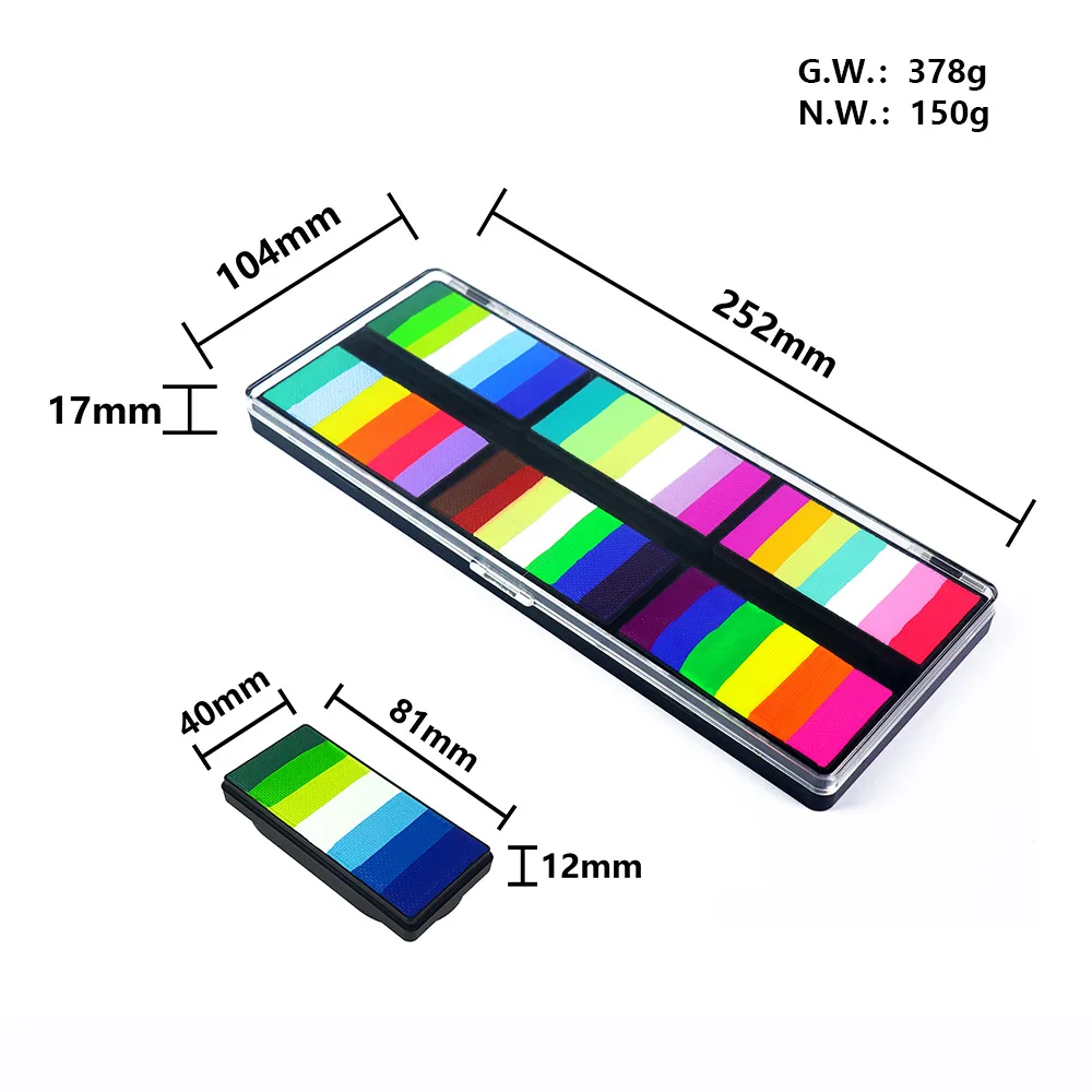 12 Colours Water-Soluble Rainbow Palette Children's Face Body Paint Halloween Stage Holiday Makeup Body Paint Pigments Face Make 5