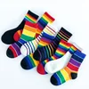 1 Pairs Rainbow Socks for Kids Spring Summer Colourful Stripe Breathable Cotton Girls Boys Tube Socks School Long Socks 1-8 Year 1