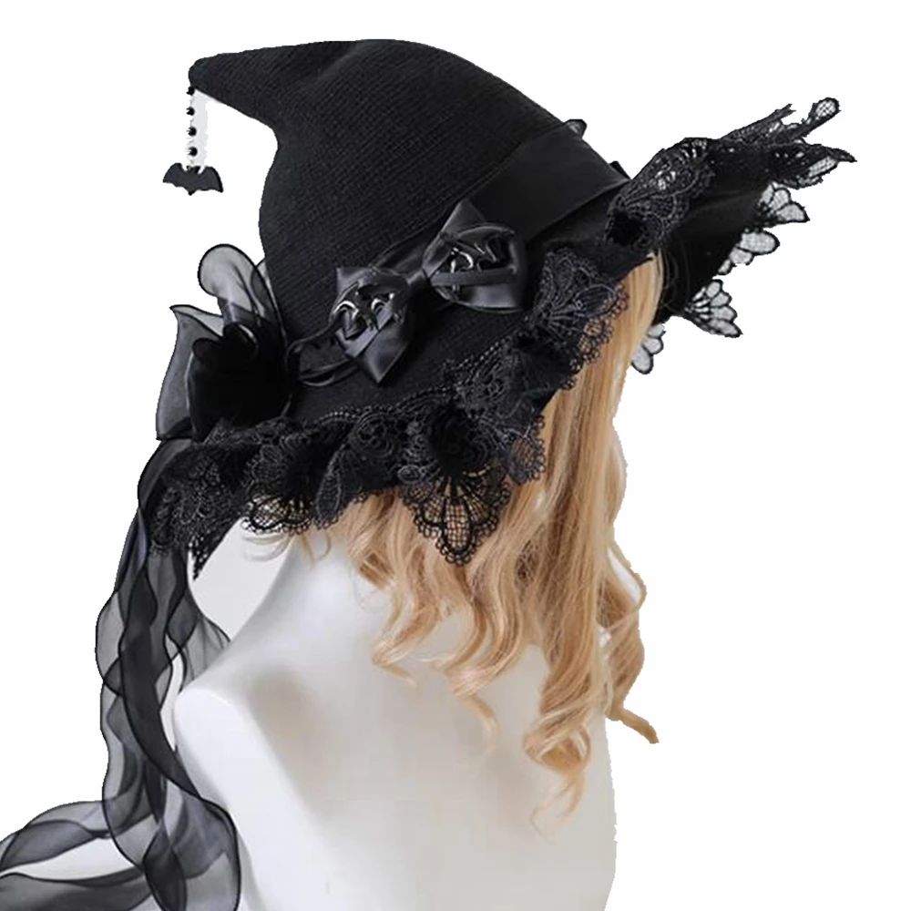 

Lolita Lace Witch Hat for Women Girls Halloween Party Cosplay Headpiece