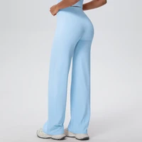 Woman Summer Breathable Wide Leg Yoga Pants Fitness Sports Running Cycling Solid Color Lifting Buttocks Gym Yoga Pants - Image 4