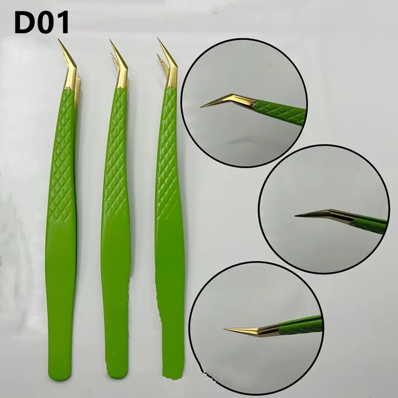 Lashes Tweezers Stainless Steel Eyelashes Tweezers Eyelash Extensions Green Eyebrow Removal Tweezers Precision Tweezers Eyebrow 2