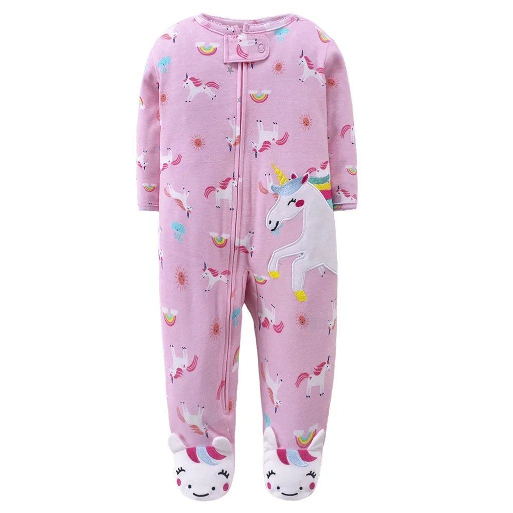 Newborn Baby Boys Girls Footed Sleeper Cotton Zipper Pajamas Baby Rompers 0-12M