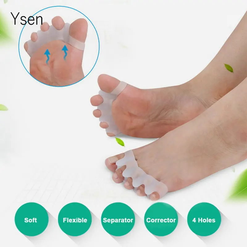 4 Holes Silicone Pedicure Foot Care Pedicure Tool for Legs Finger Toe Separator Divider Thumb Bunion Hallux Valgus Protector toe separators toe spreader finger toe separator toe protectors