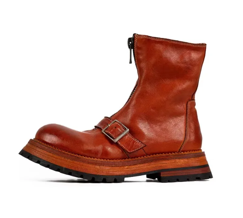 Thick Sole Height Increase Work Boots