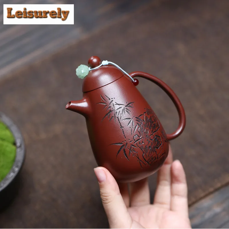180ml Ancient Yixing Purple Clay Teapots Artists Handmade High Dragon Egg Pot Raw Ore Dragon's Blood Sand Kettle Zisha Tea Set